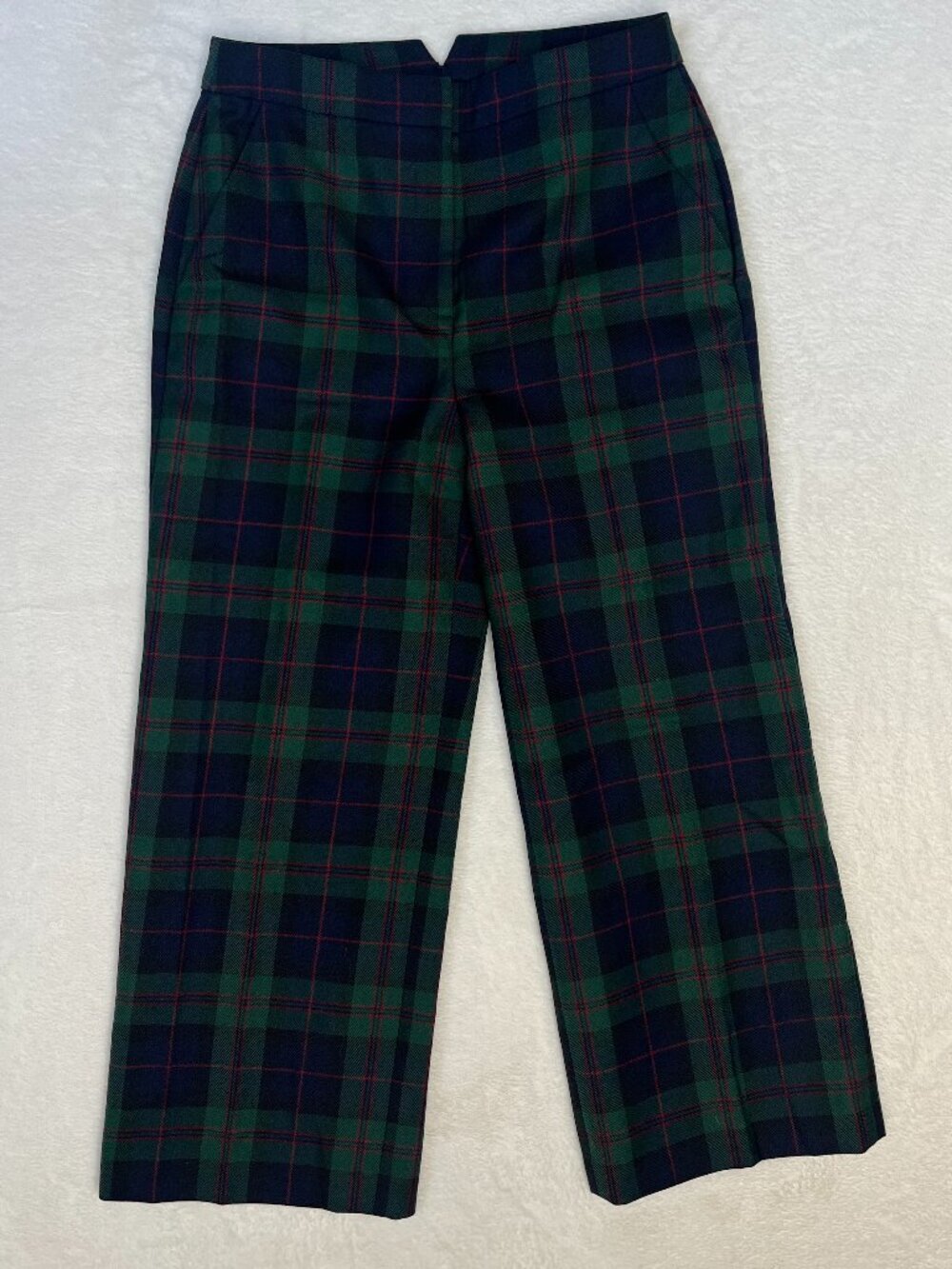 Brooks Brothers Red Fleece Wool CropStraight Leg Green Plaid Preppy Womens sz 2
